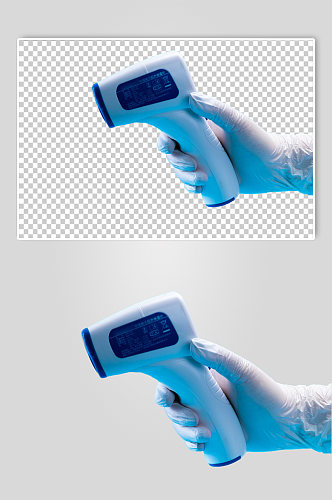 温度枪手套西医防护摄影图PNG免抠元素