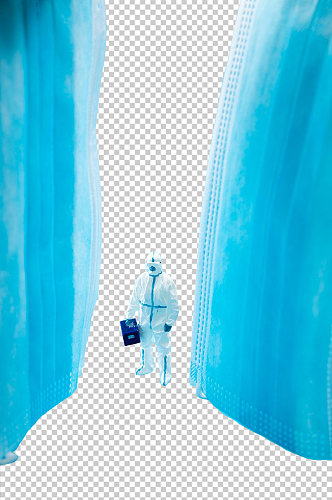 蓝色口罩西医医疗摄影图PNG免抠元素