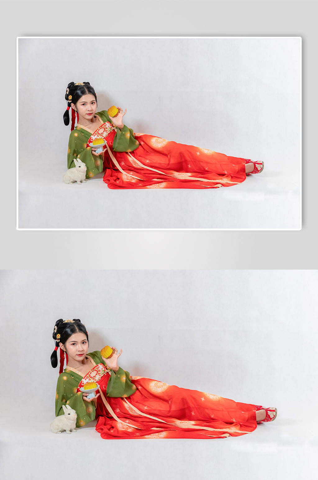 可爱古装月饼唐制汉服人物摄影精修图片素材