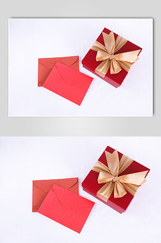 红色浪漫表白信封礼物盒情人节摄影图片