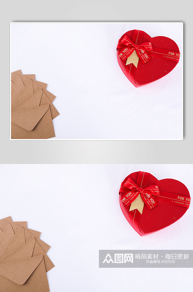 红色爱心礼物盒浪漫信封情人节摄影图片素材