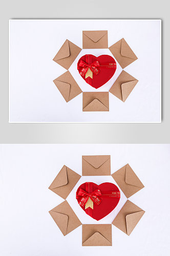 红色礼物盒浪漫表白信封情人节摄影图片