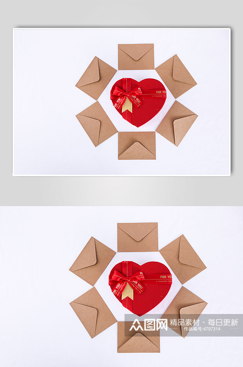 红色礼物盒浪漫表白信封情人节摄影图片素材