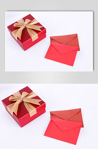 红色浪漫信封礼物盒情人节摄影图片