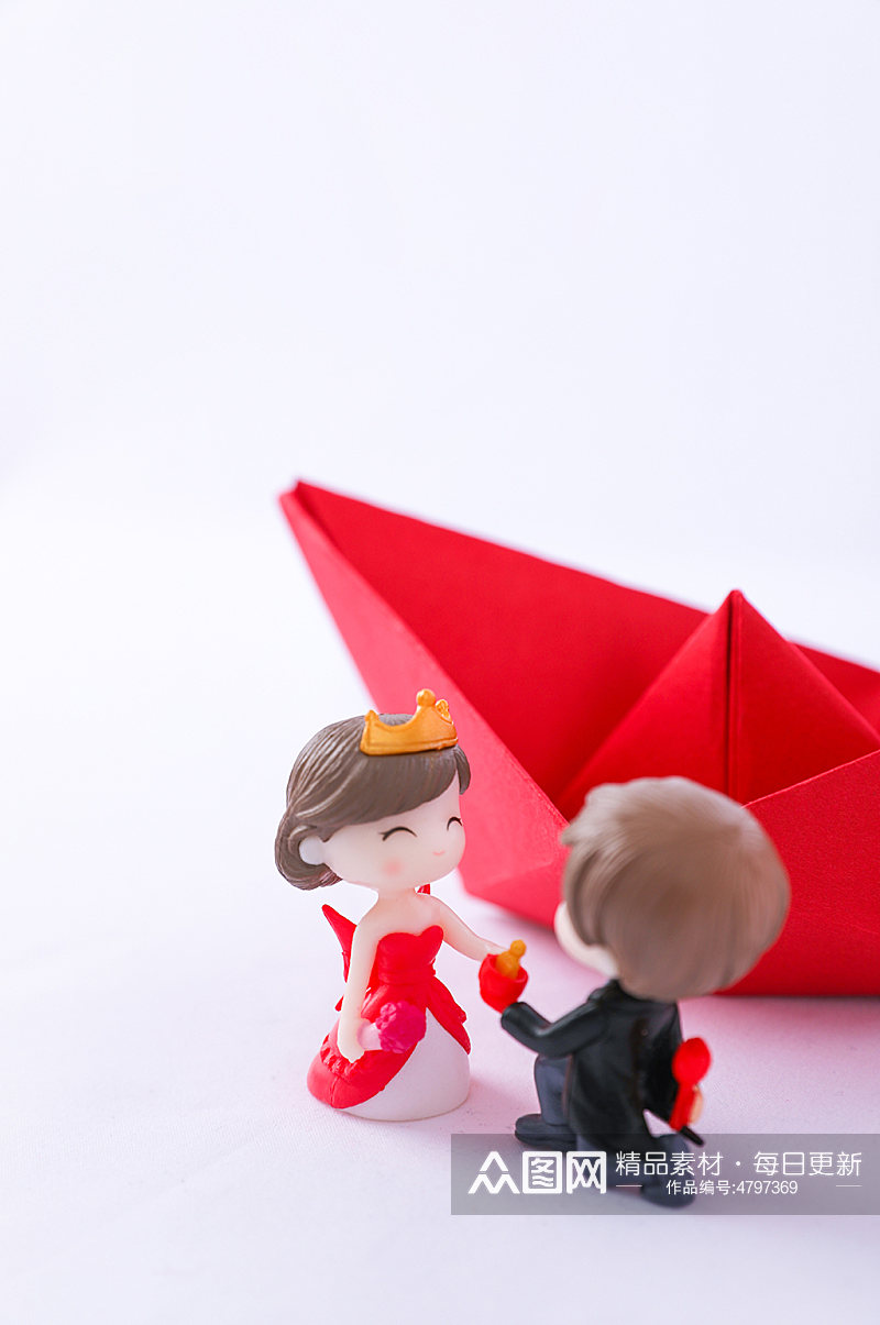 红色纸船情侣告白情人节摄影图片素材