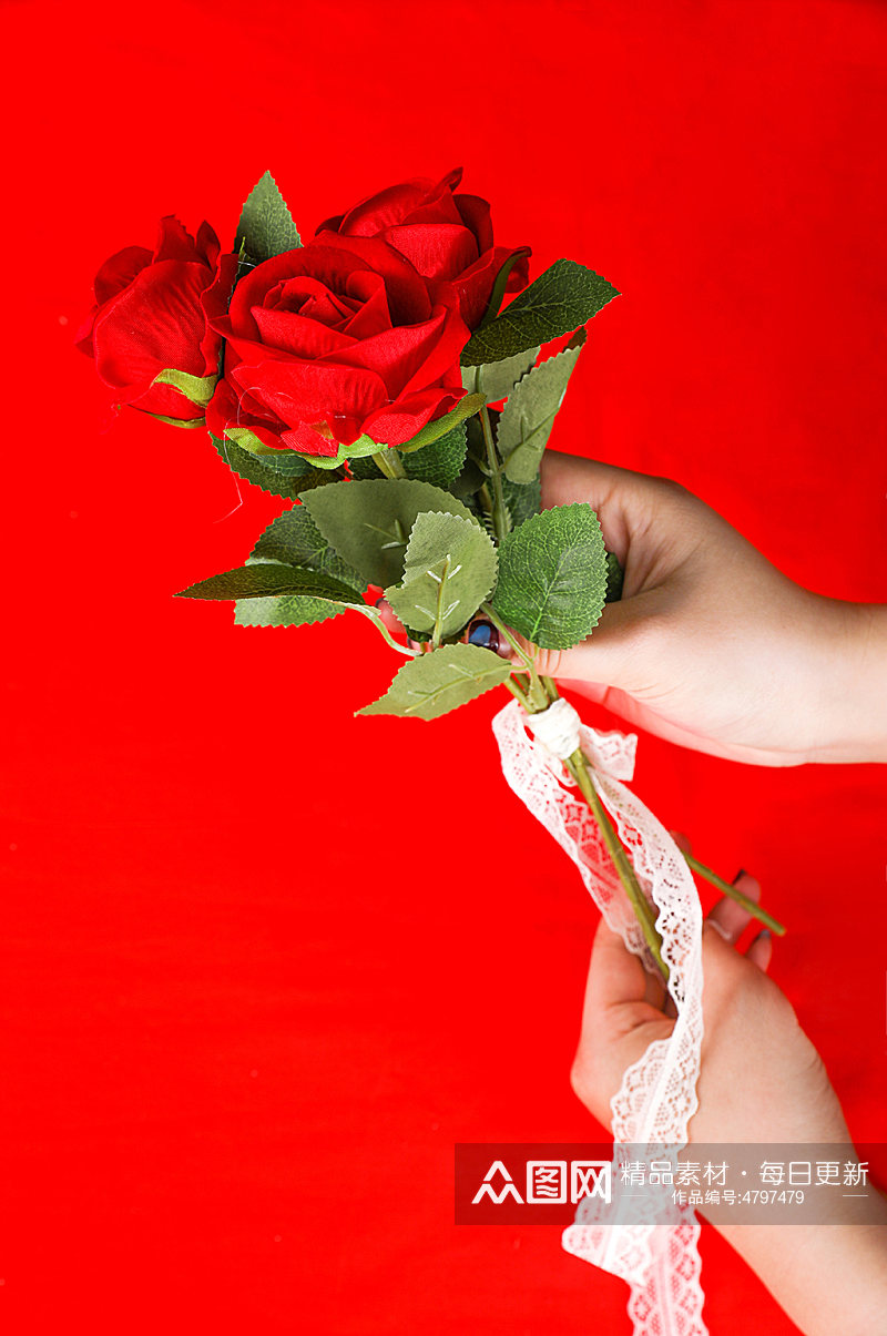 玫瑰花花束礼物情人节摄影图片素材