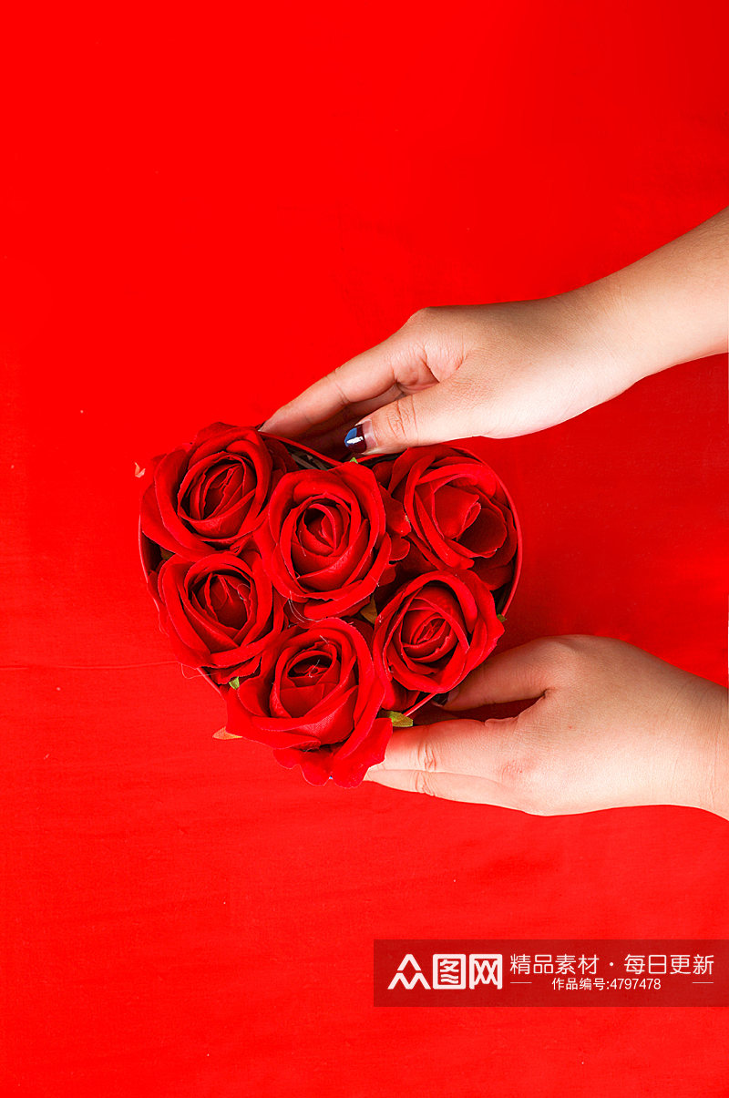 爱心玫瑰花礼盒情人节摄影图片素材