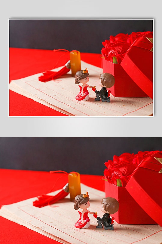 印章玫瑰花礼盒告白七夕情人节摄影图片