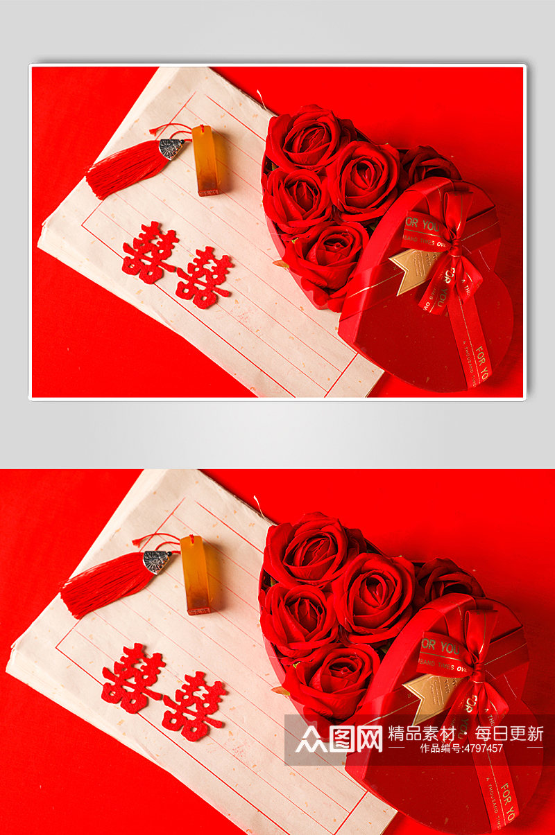 中国传统习俗印章礼盒七夕情人节摄影图片素材