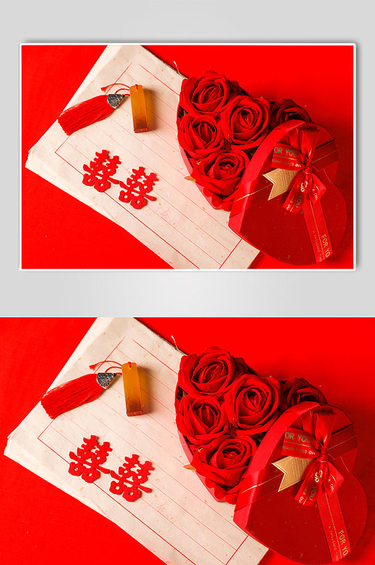 中国传统习俗印章礼盒七夕情人节摄影图片