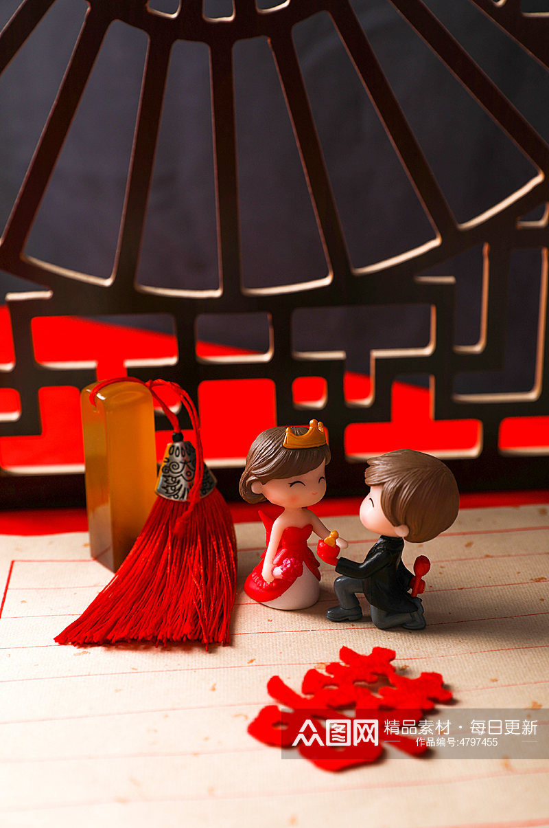 中国传统双喜印章告白七夕情人节摄影图片素材