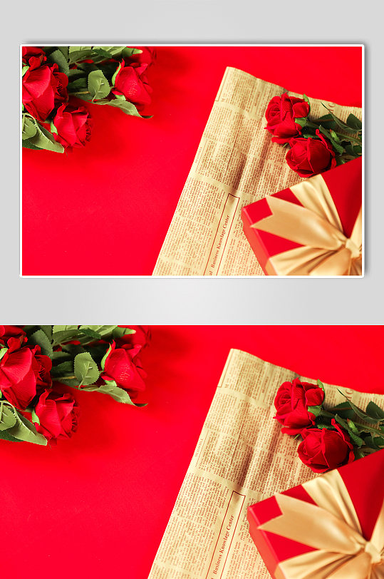 浪漫红玫瑰礼盒214情人节摄影图片