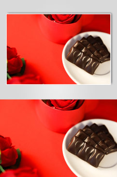 甜蜜玫瑰花礼物盒巧克力情人节摄影图片