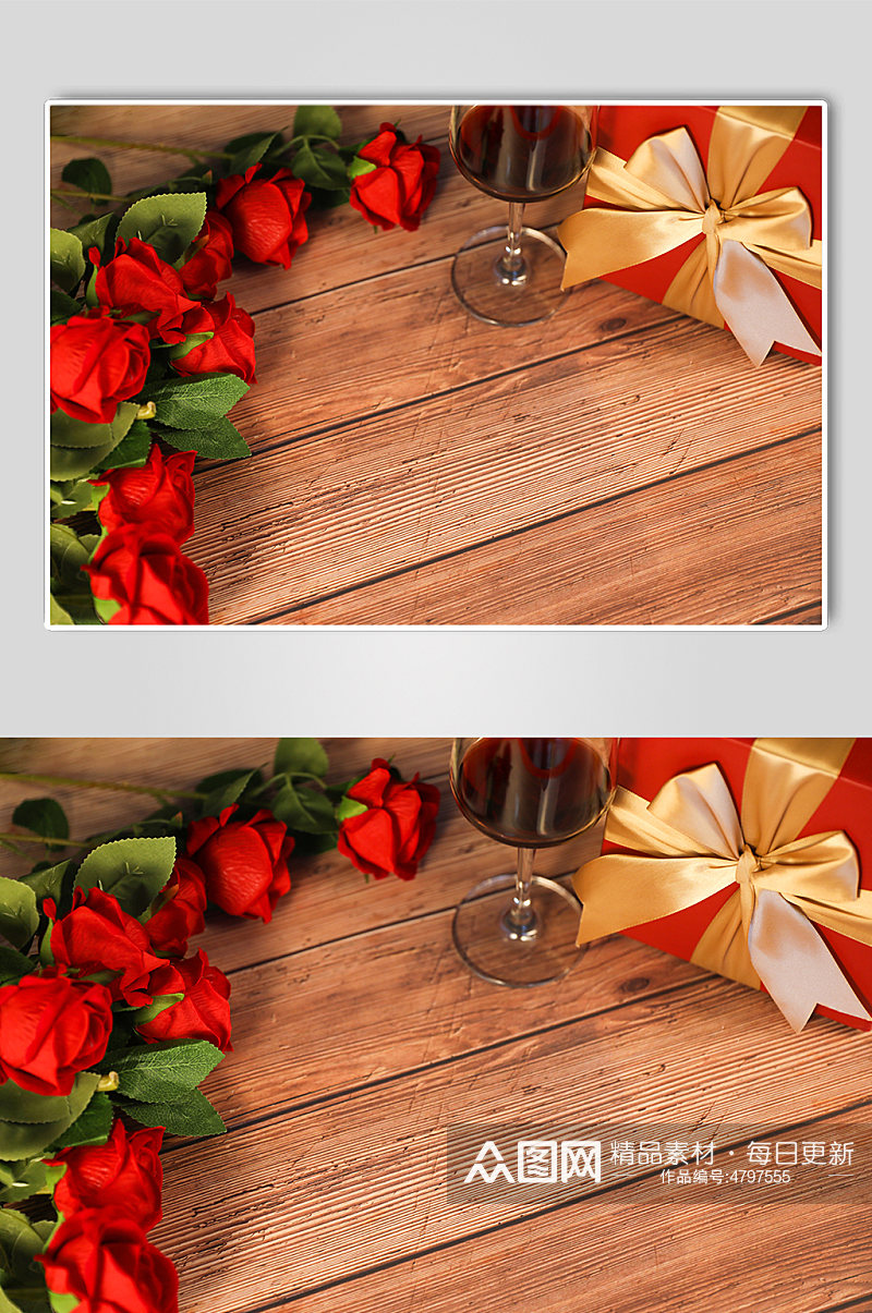 浪漫玫瑰礼物盒情人节摄影图片素材