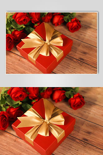浪漫玫瑰花礼物盒促销情人节摄影图片