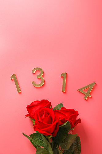 鲜花花束1314促销情人节摄影图片