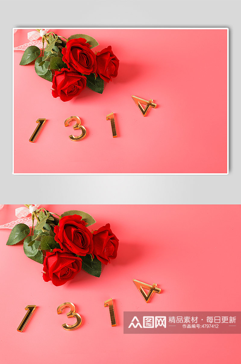 红色玫瑰花花束购物车促销情人节摄影图片素材