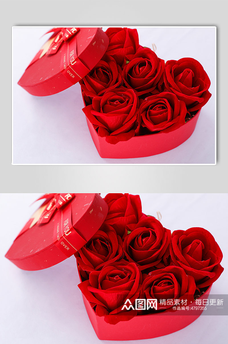 红色礼物玫瑰钻戒浪漫情人节摄影图片素材