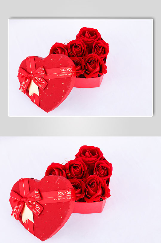 玫瑰花礼物盒214情人节摄影图片