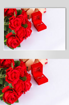 玫瑰钻戒盒214浪漫情人节摄影图片