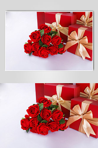 红色浪漫玫瑰花朵礼物214情人节摄影图片
