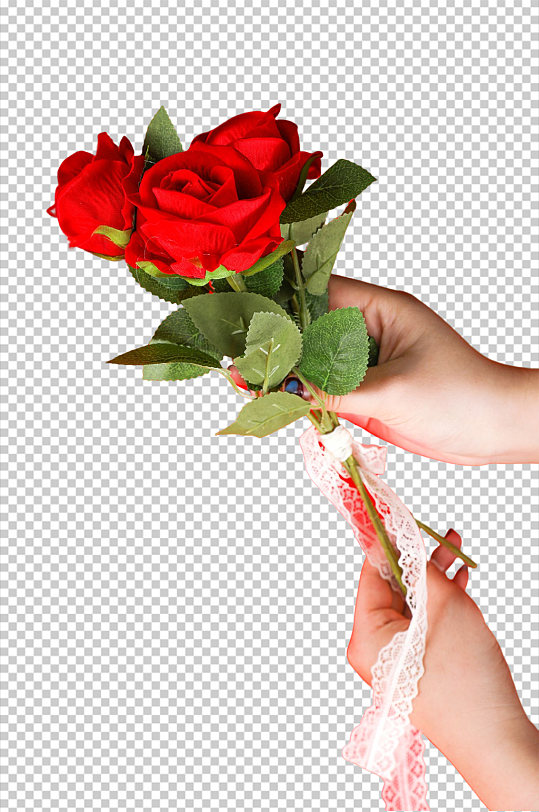 一束红色玫瑰花情人节元素PNG免抠摄影图