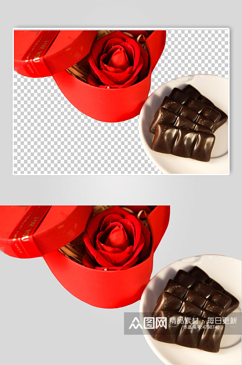 巧克力玫瑰花情人节元素PNG免抠摄影图素材