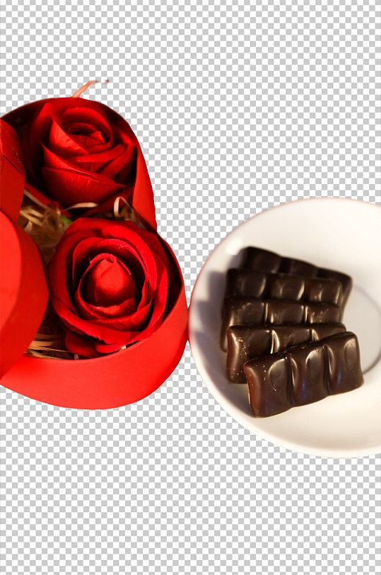 玫瑰花巧克力情人节元素PNG免抠摄影图