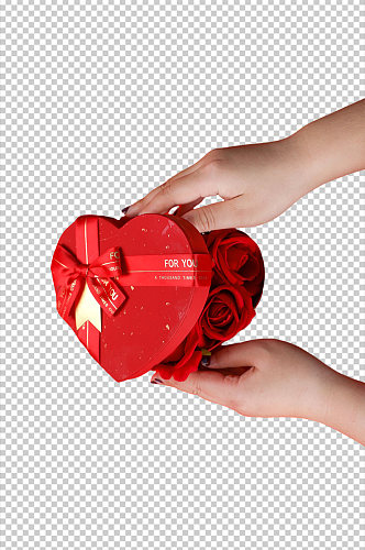爱心玫瑰礼盒情人节元素PNG免抠摄影图