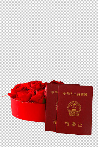 结婚证玫瑰花情人节元素PNG免抠摄影图