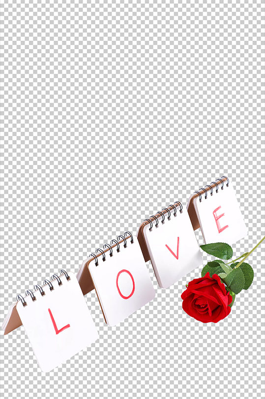 LOVE卡片玫瑰情人节元素PNG摄影图