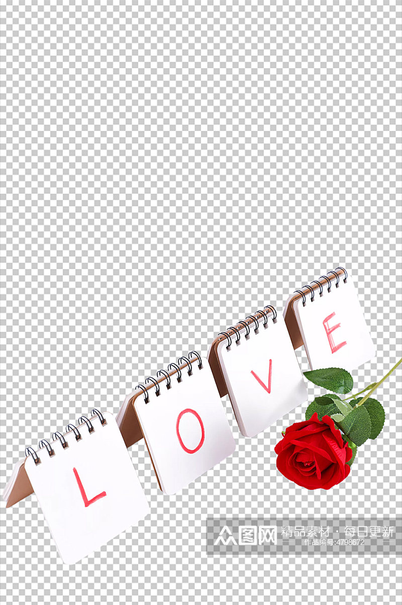 LOVE卡片玫瑰情人节元素PNG摄影图素材