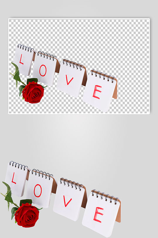 一枝玫瑰告白卡片情人节元素PNG摄影图