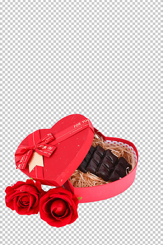玫瑰巧克力礼盒情人节元素PNG免抠摄影图