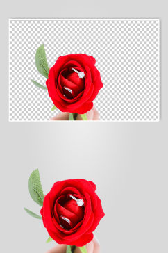 红色玫瑰钻戒情人节元素PNG免抠摄影图