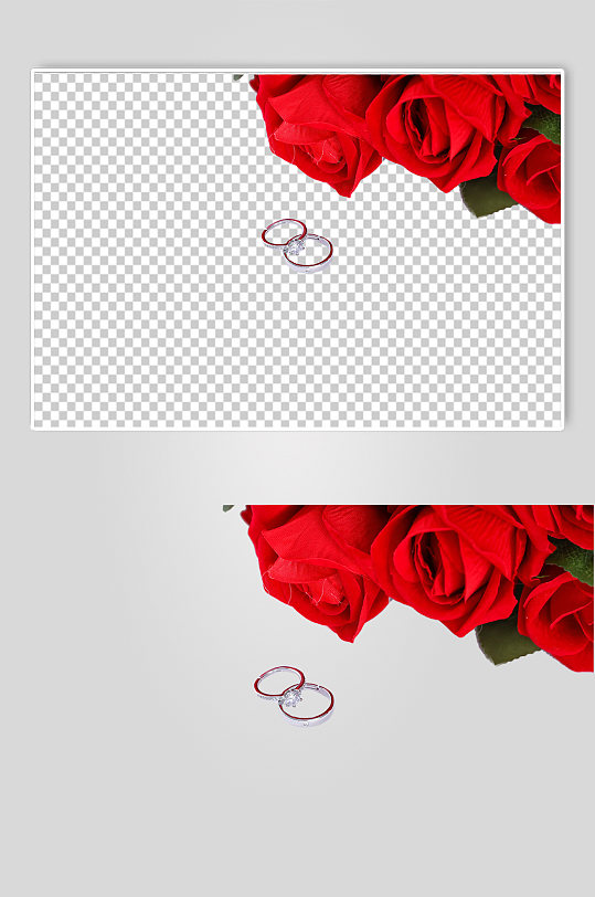 银色戒指玫瑰情人节元素PNG免抠摄影图