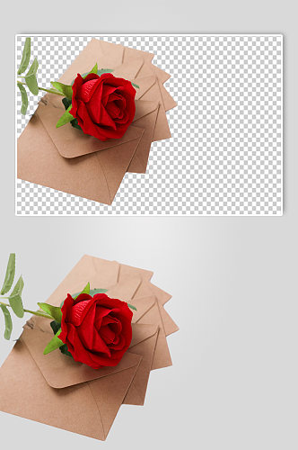 浪漫告白信封玫瑰花情人节元素PNG摄影图