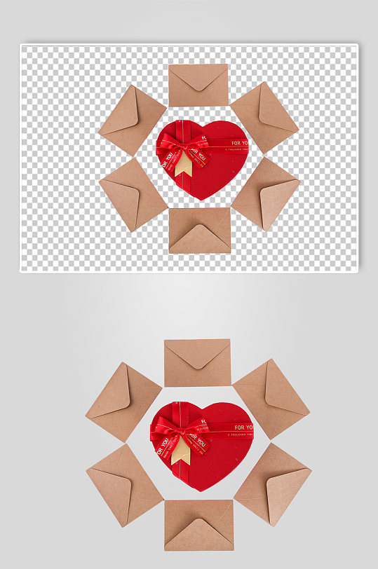 简约信封礼物盒情人节元素PNG免抠摄影图