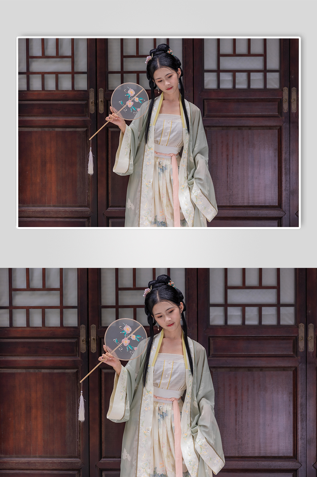 国潮蒲扇美女宋制汉服人物摄影精修图片素材