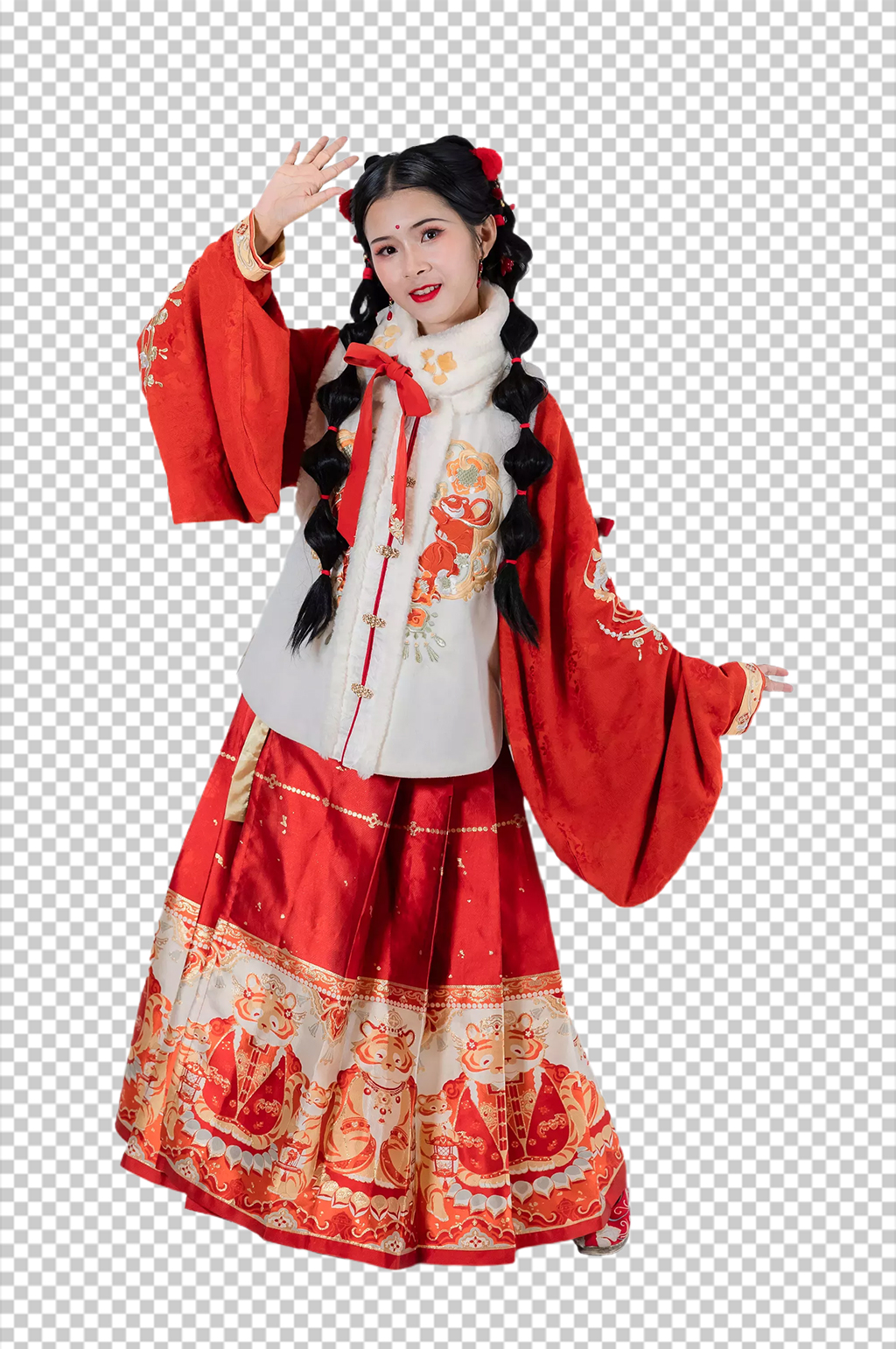 拜年站姿新年汉服人物元素免抠PNG图片素材