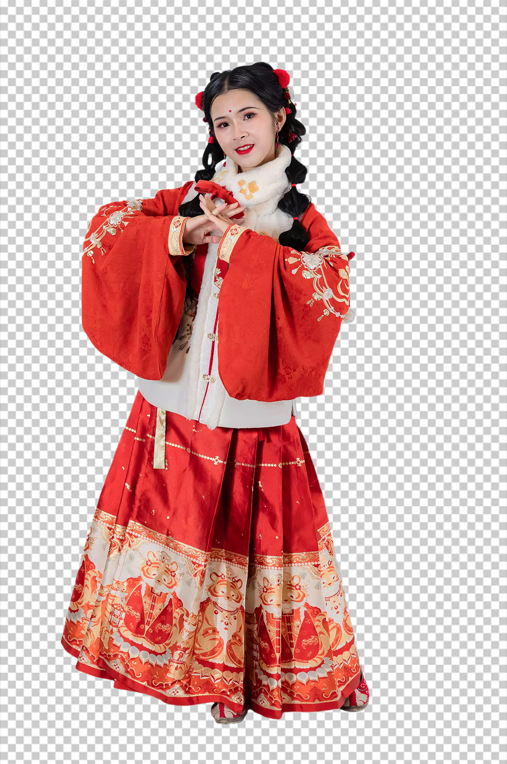 拜年站姿新年汉服人物元素免抠PNG图片素材