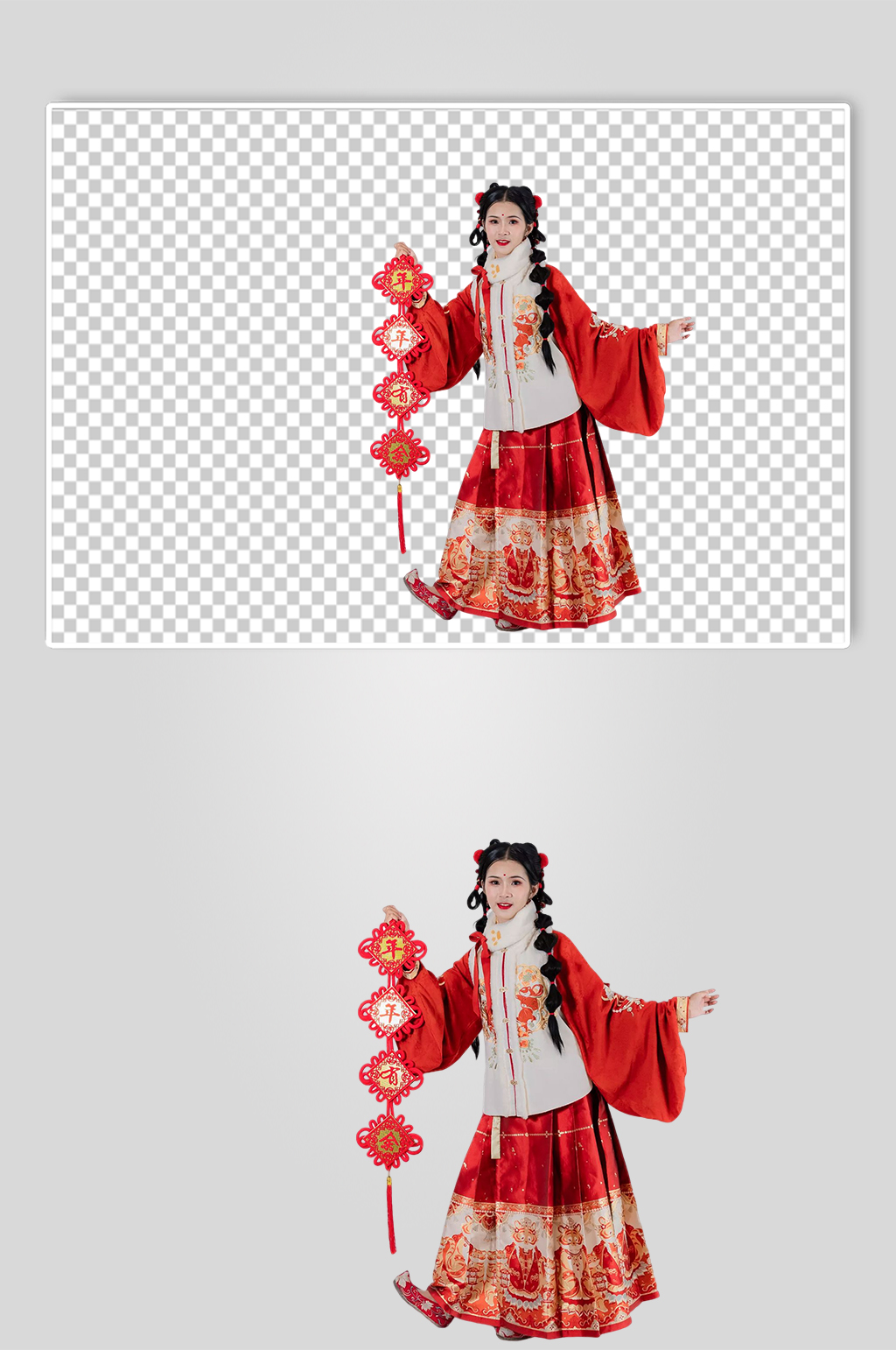 拜年对联新年汉服人物元素免抠PNG图片素材