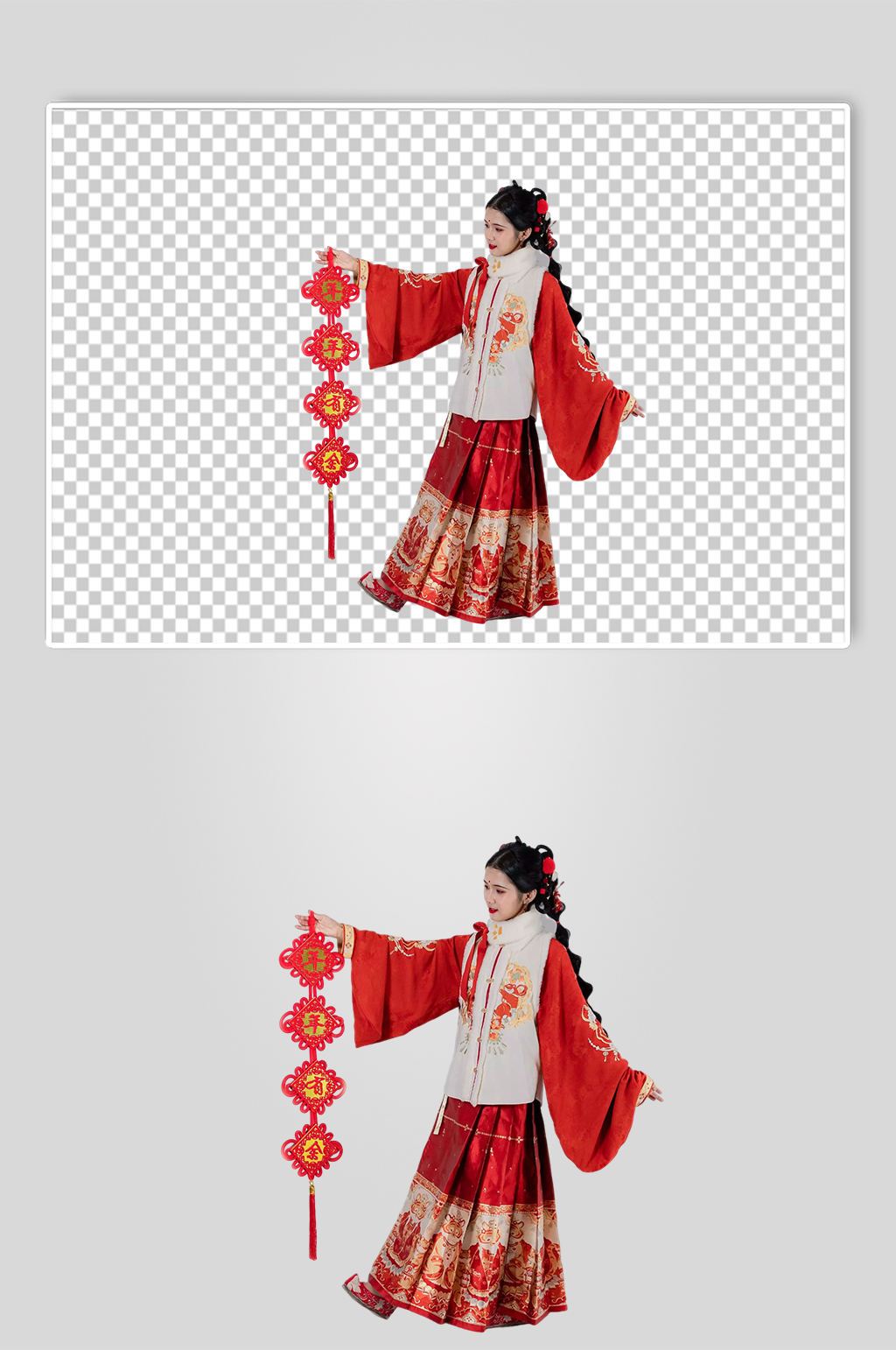 挂对联新年汉服人物元素免抠PNG图片素材