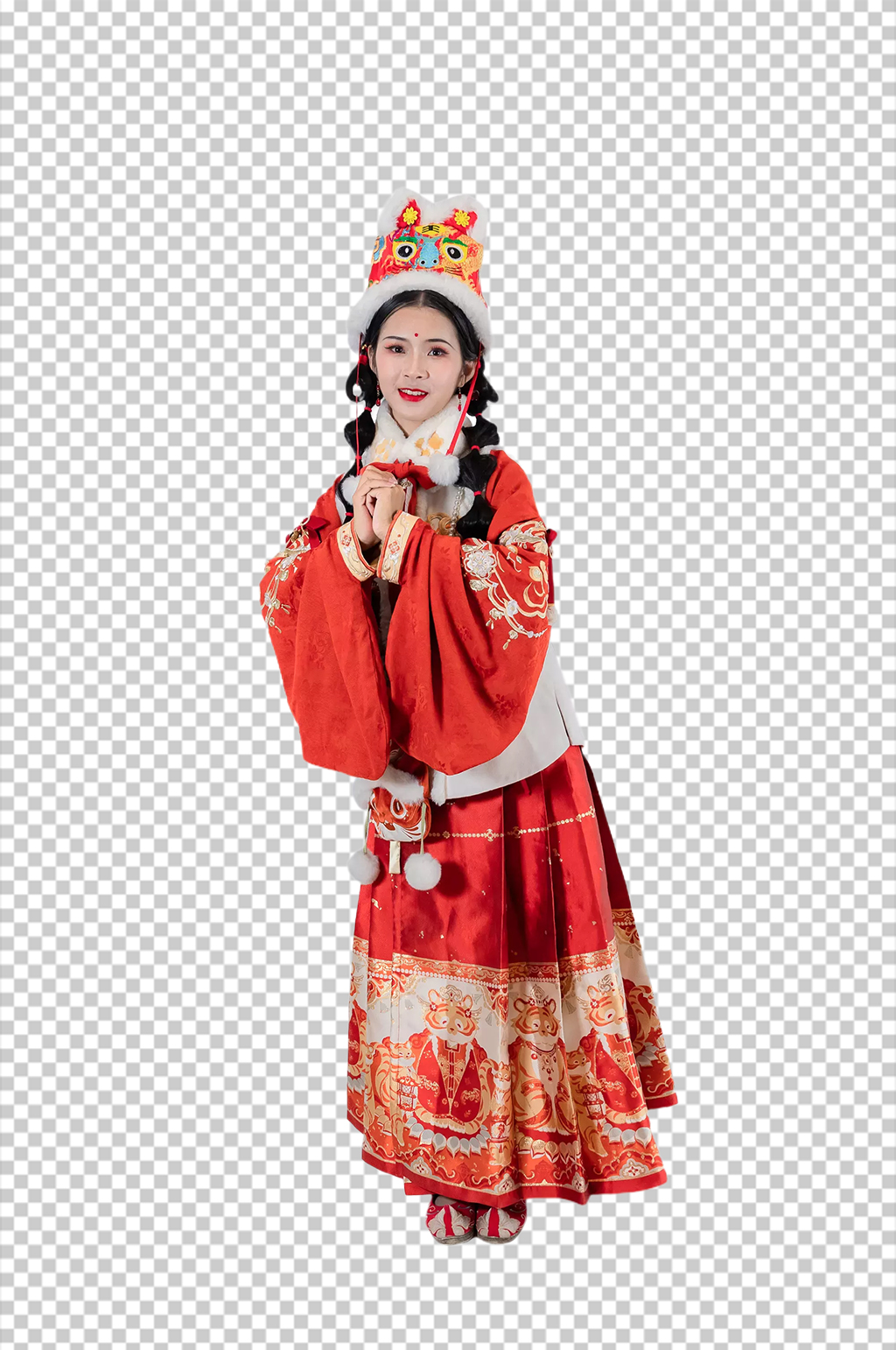 恭喜站姿新年汉服人物元素免抠PNG图片素材