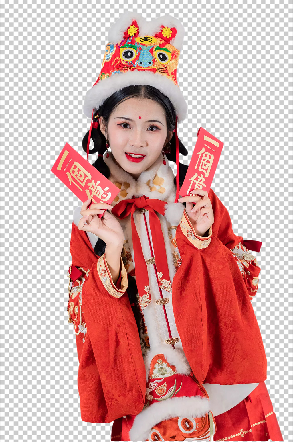 国风红包新年汉服人物元素免抠PNG图片素材