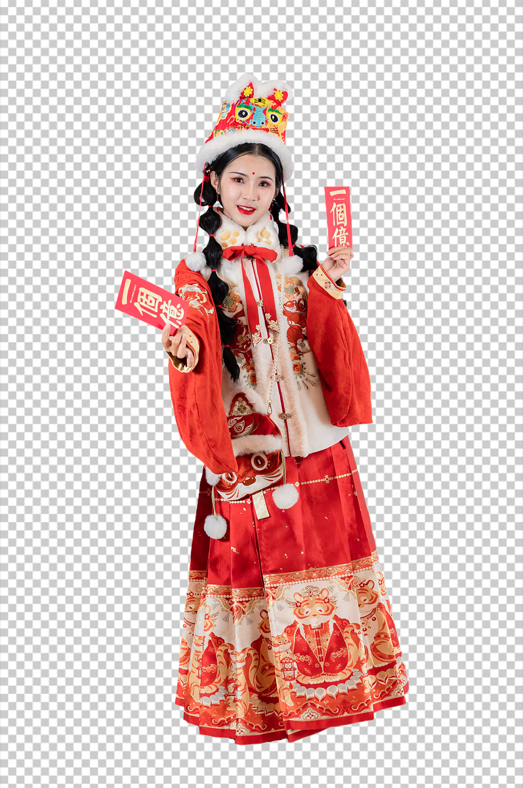 喜庆红包新年汉服人物元素免抠PNG图片素材