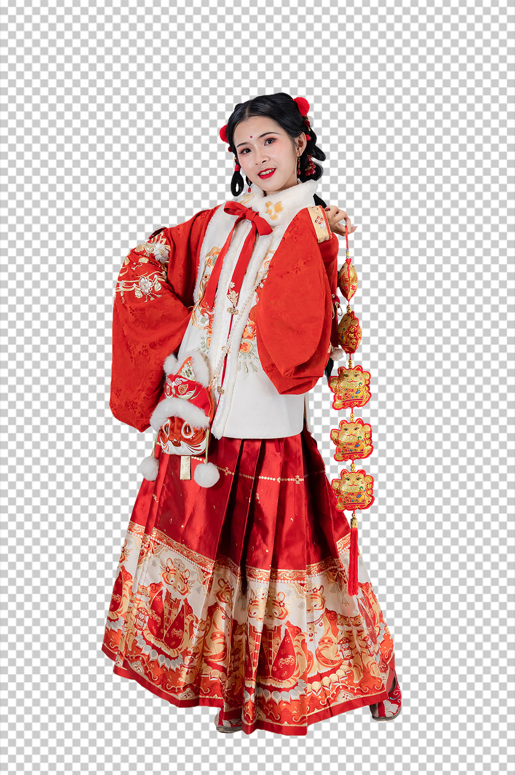 对联兔年新年汉服人物元素免抠PNG图片素材