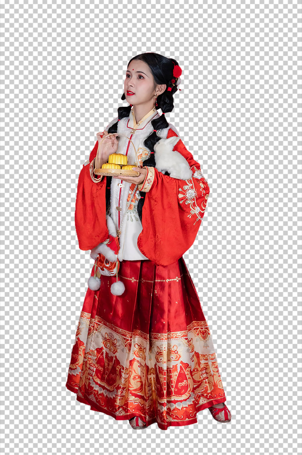 月饼中秋节新年汉服人物元素免抠PNG图片素材