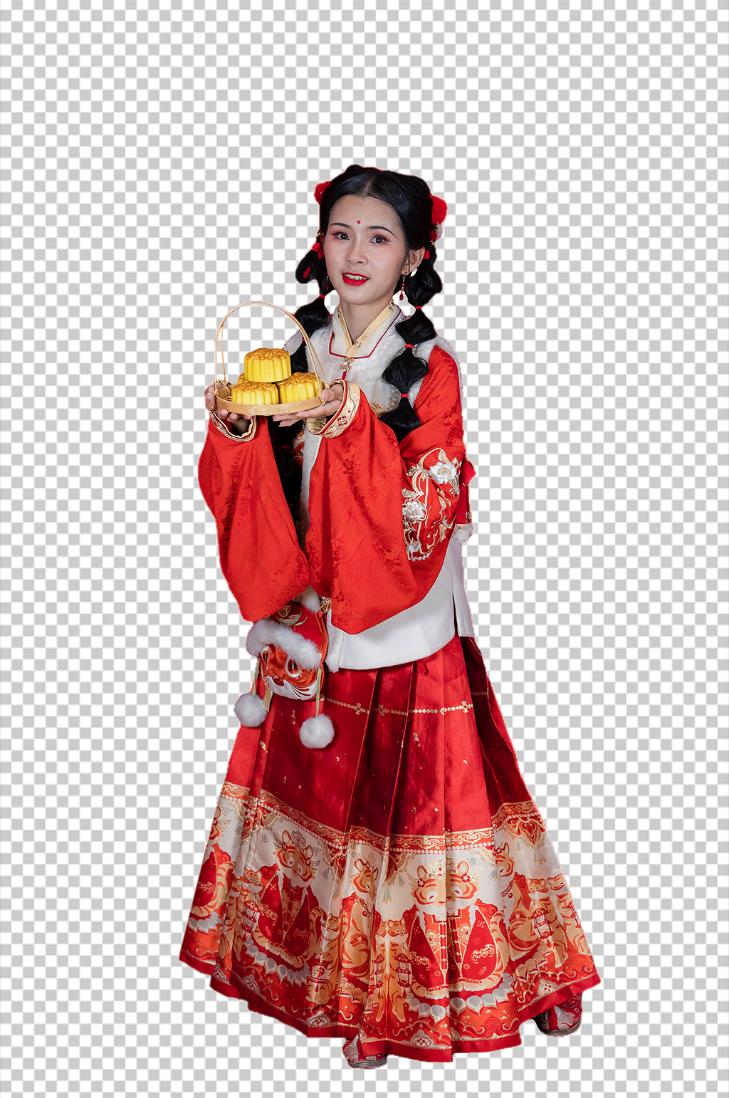 赏月月饼新年汉服人物元素免抠PNG图片素材