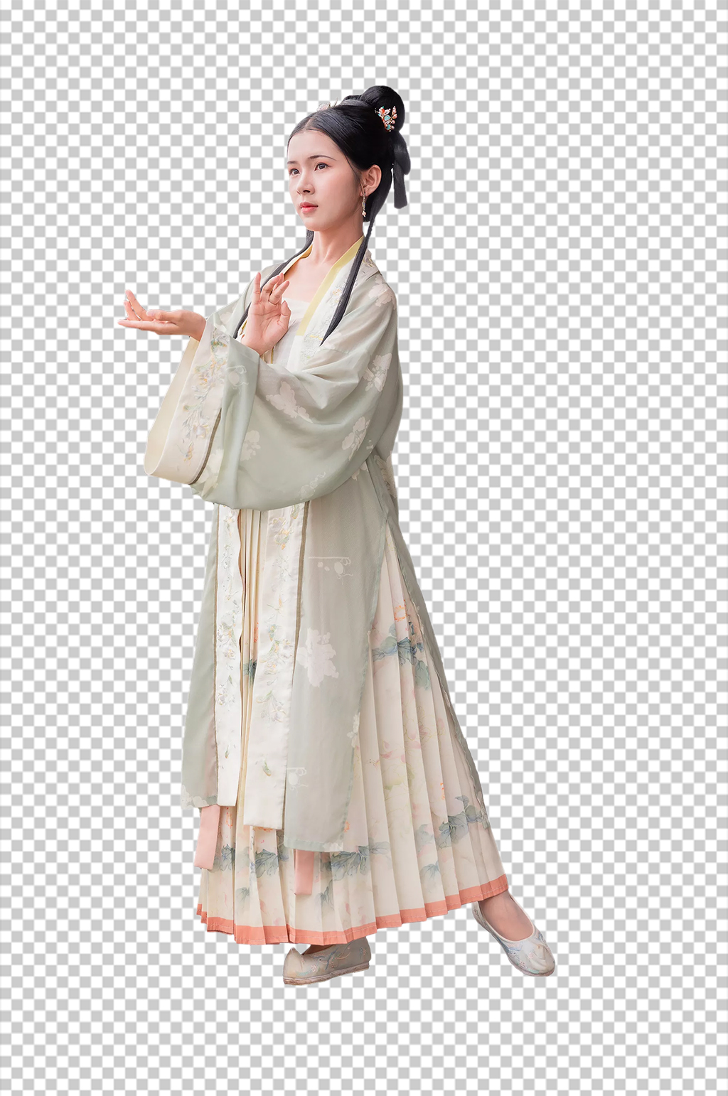 淡雅站姿美女宋制汉服人物元素PNG图片素材